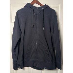 NEW ERA Womens Black Full Zip Hoodie Sweatshirt‎ Pockets Size 2XL